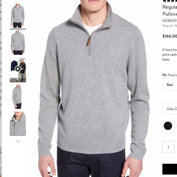 Nordstrom Other - Regular Fit Cashmere Quarter Zip Pullover